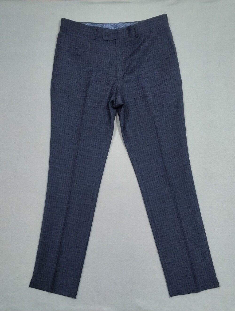 Original Penguin By Munsingwear Mens Blue Plaid Wool Polyester Dress Pants 34x32
